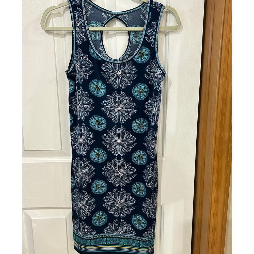 Max Studio XS sleeveless navy/turquoise medallion printdress